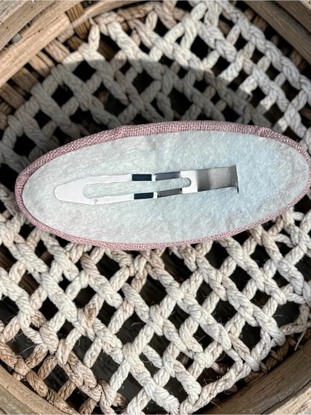 Embroidered Tulip Linen Hair Clip Pink Cottagecore Snap Barrette